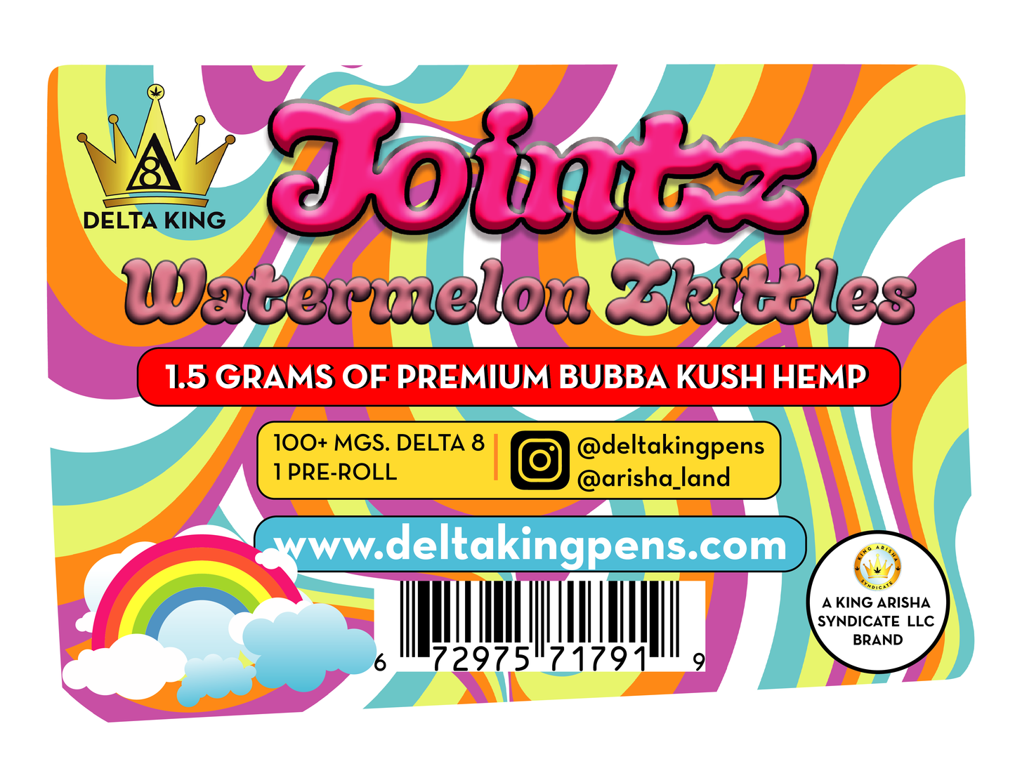 Jointz - Laced® Δ8 Watermelon Zkittlez Bubba Kush, 1 Joint