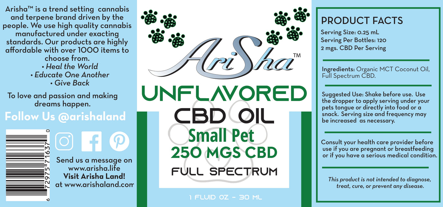 Full Spectrum Pet Oil (30 mL, 250 mg CBD)