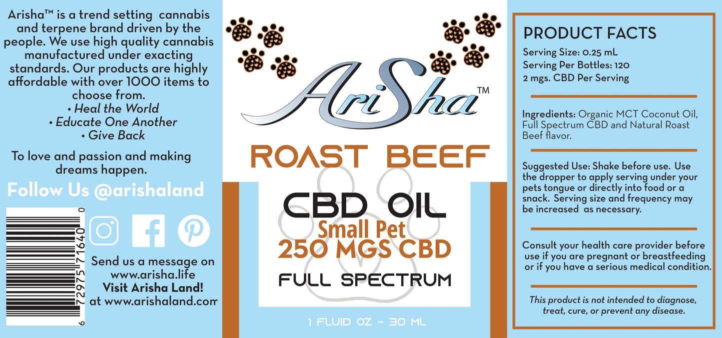 Roast Beef Full Spectrum Pet Oil (30 mL, 250 mg CBD)