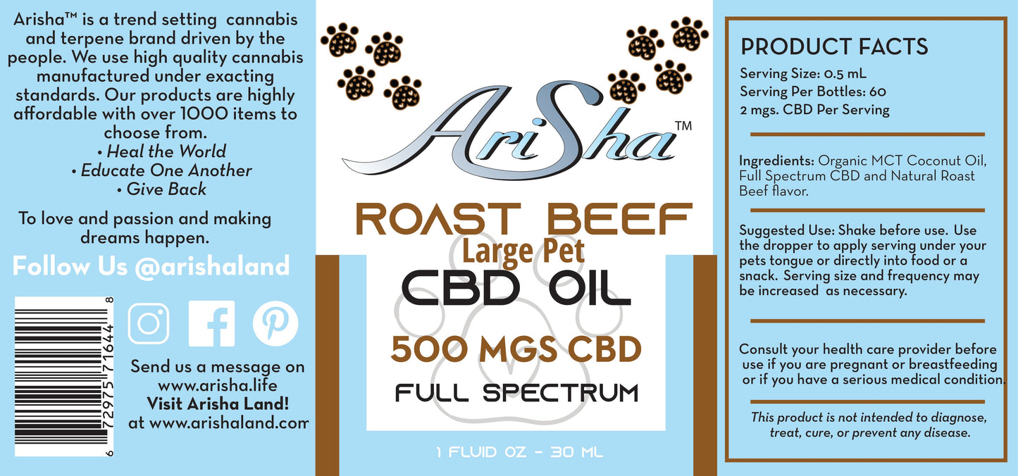 Roast Beef Extra Strength Full Spectrum Pet Oil (30 mL, 500 mg CBD)
