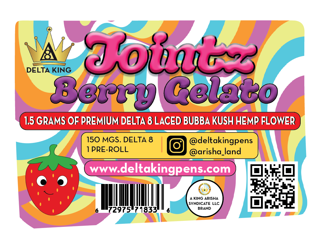 Jointz - Laced® Δ8 Berry Gelato Bubba Kush, 1 Joint