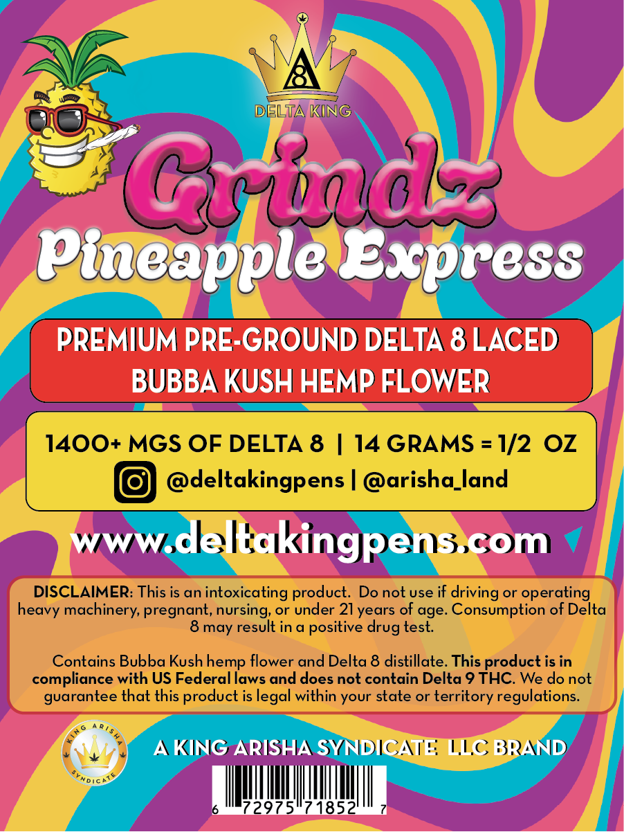Pineapple Express Grindz - Δ8 Laced Bubba Kush Hemp