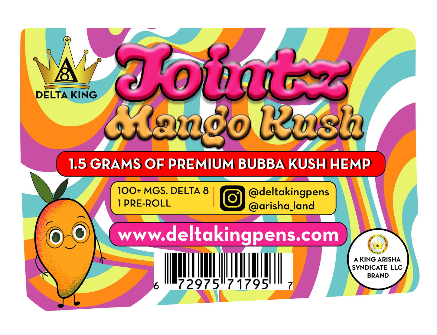 Jointz - Laced® Δ8 Mango Kush Bubba Kush, 1 Joint