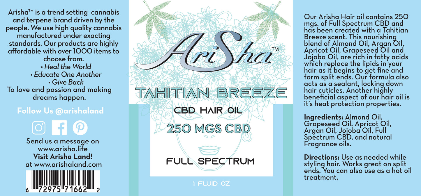 Tahitian Breeze Hair Oil (30 ml, 250 mg CBD)